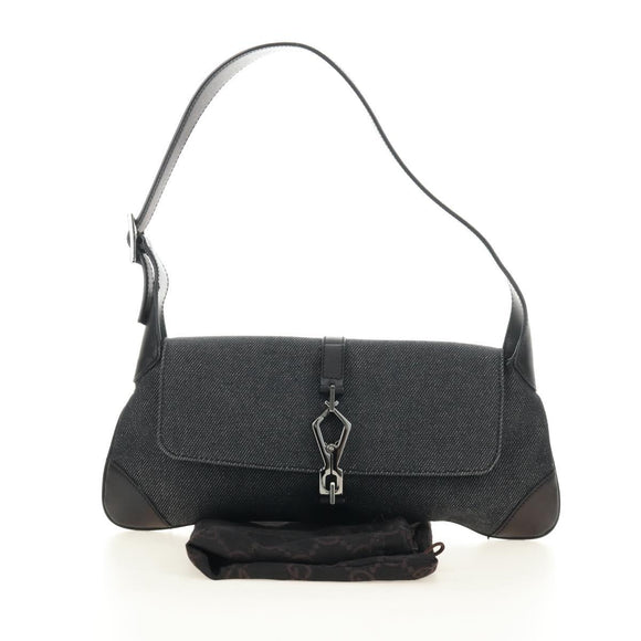 GUCCI Jackie Schoudertas Denim Zwart Zilver 90667 Auth 184577SAM