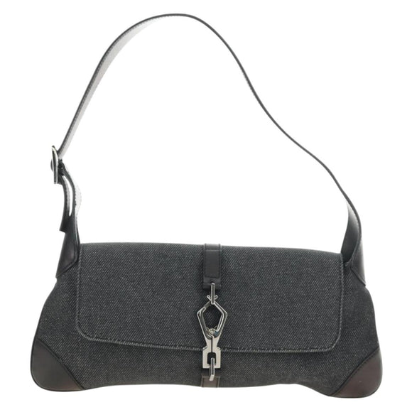 GUCCI Jackie Schoudertas Denim Zwart Zilver 90667 Auth 184577SAM