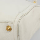 Miu Miu Hand Bag Leather White Gold Auth 184578-8
