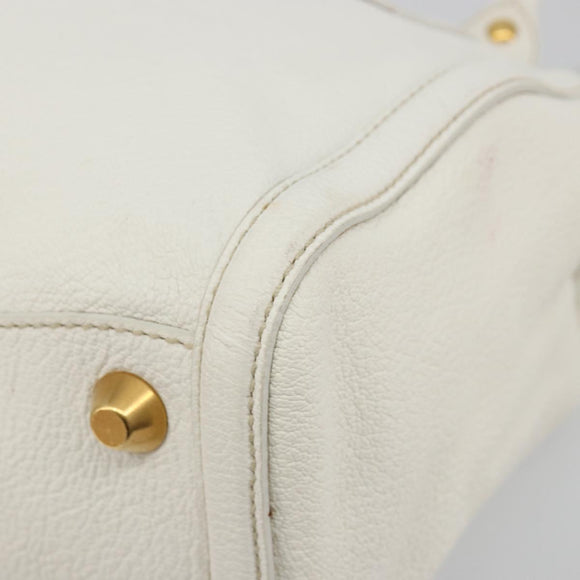 Miu Miu Hand Bag Leather White Gold Auth 184578