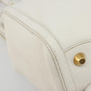 Miu Miu Hand Bag Leather White Gold Auth 184578-15