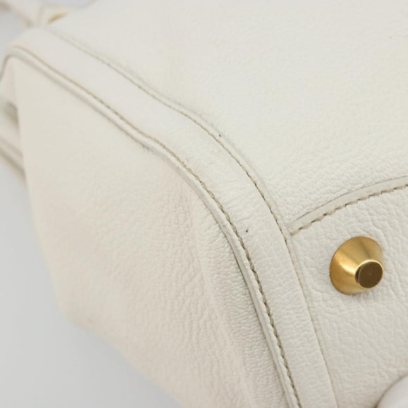 Miu Miu Hand Bag Leather White Gold Auth 184578