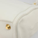 Miu Miu Hand Bag Leather White Gold Auth 184578-16