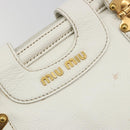 Miu Miu Hand Bag Leather White Gold Auth 184578-18