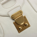 Miu Miu Hand Bag Leather White Gold Auth 184578-19