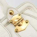 Miu Miu Hand Bag Leather White Gold Auth 184578-20