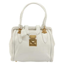 Miu Miu Hand Bag Leather White Gold Auth 184578-13