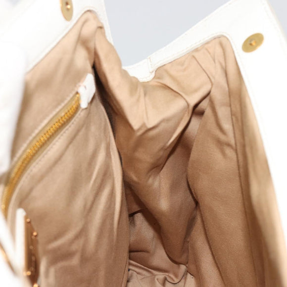 Miu Miu Hand Bag Leather White Gold Auth 184578