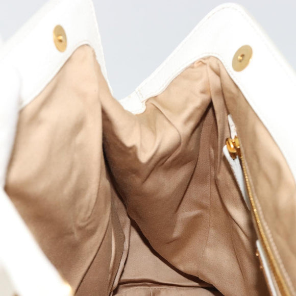 Miu Miu Hand Bag Leather White Gold Auth 184578