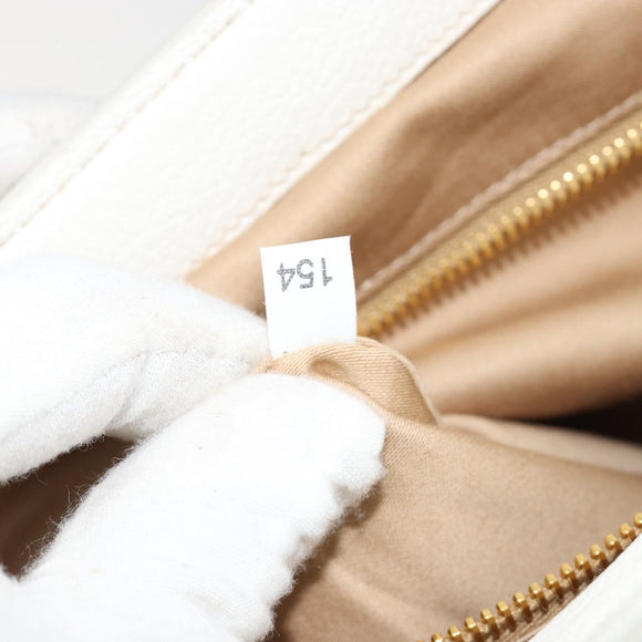 Miu Miu Hand Bag Leather White Gold Auth 184578