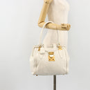Miu Miu Hand Bag Leather White Gold Auth 184578-27