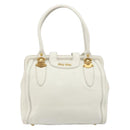 Miu Miu Hand Bag Leather White Gold Auth 184578-2