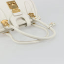 Miu Miu Hand Bag Leather White Gold Auth 184578-7