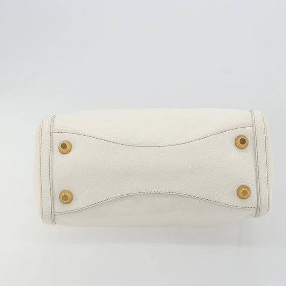 Miu Miu Hand Bag Leather White Gold Auth 184578