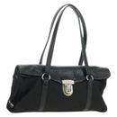PRADA Shoulder Bag Nylon Leather Black Silver Auth 184579V-1
