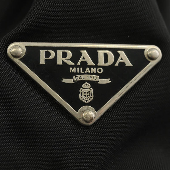 PRADA Shoulder Bag Nylon Leather Black Silver Auth 184579V