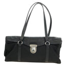 PRADA Shoulder Bag Nylon Leather Black Silver Auth 184579V-2