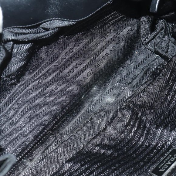 PRADA Shoulder Bag Nylon Leather Black Silver Auth 184579V