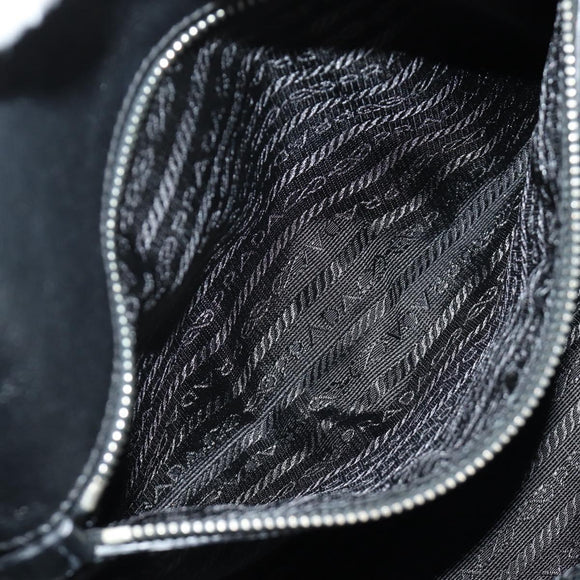 PRADA Shoulder Bag Nylon Leather Black Silver Auth 184579V