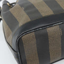 FENDI Pecan Canvas Purse Shoulder Bag PVC Brown Gold Auth 184581-14