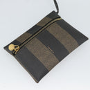 FENDI Pecan Canvas Purse Shoulder Bag PVC Brown Gold Auth 184581-18