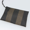 FENDI Pecan Canvas Purse Shoulder Bag PVC Brown Gold Auth 184581-19
