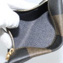 FENDI Pecan Canvas Purse Shoulder Bag PVC Brown Gold Auth 184581-20