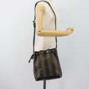 FENDI Pecan Canvas Purse Shoulder Bag PVC Brown Gold Auth 184581-21