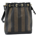 FENDI Pecan Canvas Purse Shoulder Bag PVC Brown Gold Auth 184581-2