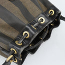 FENDI Pecan Canvas Purse Shoulder Bag PVC Brown Gold Auth 184581-6