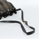 FENDI Pecan Canvas Purse Shoulder Bag PVC Brown Gold Auth 184581-7
