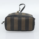 FENDI Pecan Canvas Purse Shoulder Bag PVC Brown Gold Auth 184581-5