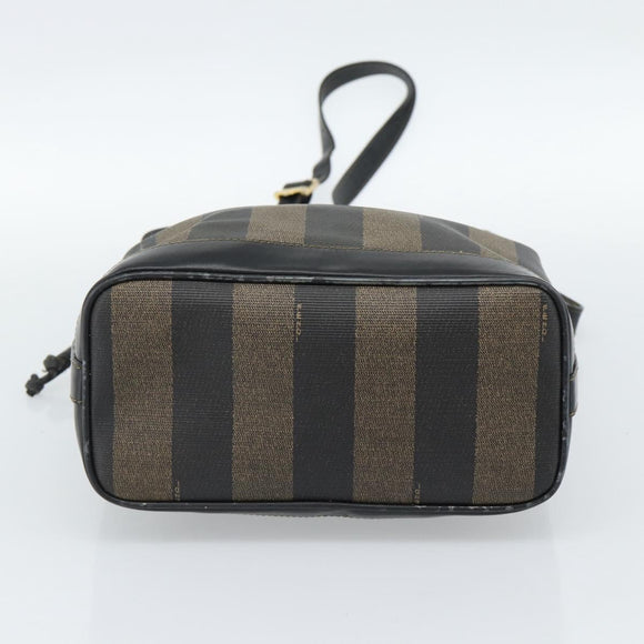 FENDI Pecan Canvas Purse Shoulder Bag PVC Brown Gold Auth 184581