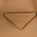 PRADA Tote Bag Leather Beige Gold Auth 184582V-18
