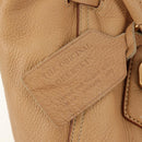 PRADA Tote Bag Leather Beige Gold Auth 184582V-19