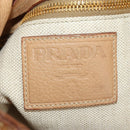 PRADA Tote Bag Leather Beige Gold Auth 184582V-21