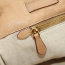 PRADA Tote Bag Leather Beige Gold Auth 184582V-25