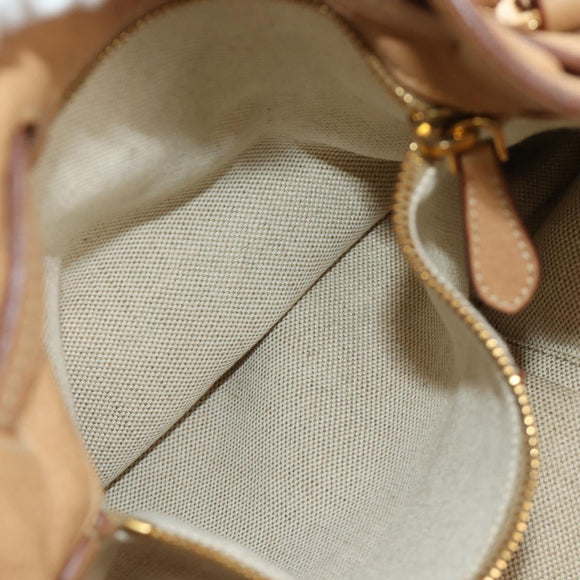 PRADA Tote Bag Leather Beige Gold Auth 184582V