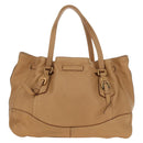 PRADA Tote Bag Leather Beige Gold Auth 184582V-3