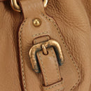 PRADA Tote Bag Leather Beige Gold Auth 184582V-4