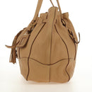 PRADA Tote Bag Leather Beige Gold Auth 184582V-6