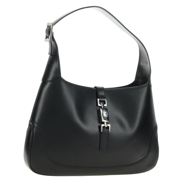 GUCCI Jackie Shoulder Bag Leather Black Silver 001 3306 2684 Auth 184583SAM