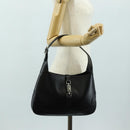 GUCCI Jackie Shoulder Bag Leather Black Silver 001 3306 2684 Auth 184583SAM-25
