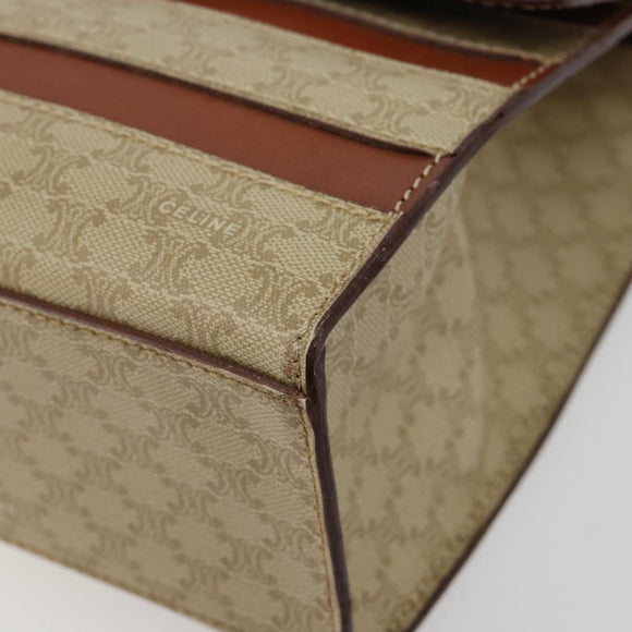 CELINE Macadam Canvas Hand Bag PVC Beige Gold Auth 184585