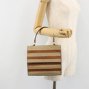 CELINE Macadam Canvas Hand Bag PVC Beige Gold Auth 184585-22