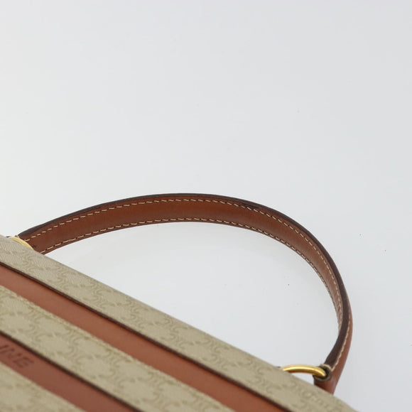 CELINE Macadam Canvas Hand Bag PVC Beige Gold Auth 184585