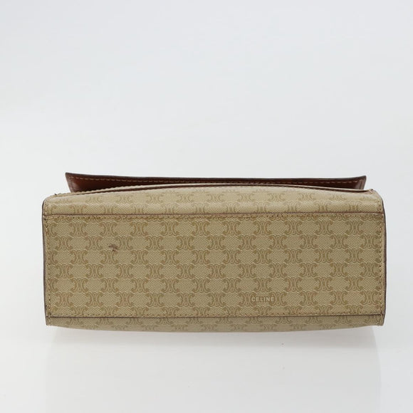 CELINE Macadam Canvas Hand Bag PVC Beige Gold Auth 184585