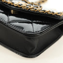 CHANEL Matelasse Chain Shoulder Bag Patent leather Black Gold CC Auth 184590SAM-11