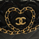 CHANEL Matelasse Chain Shoulder Bag Patent leather Black Gold CC Auth 184590SAM-14