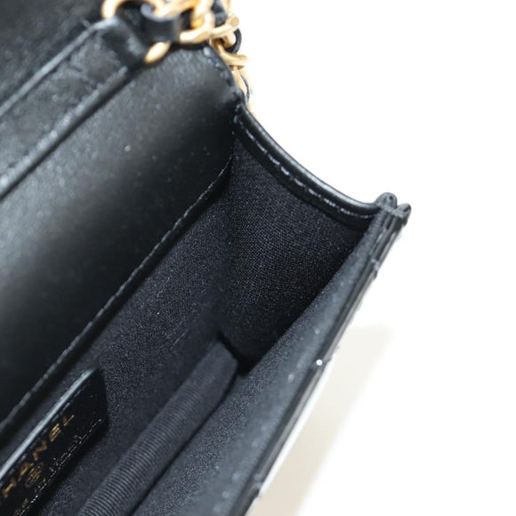 CHANEL Matelasse Chain Shoulder Bag Patent leather Black Gold CC Auth 184590SAM